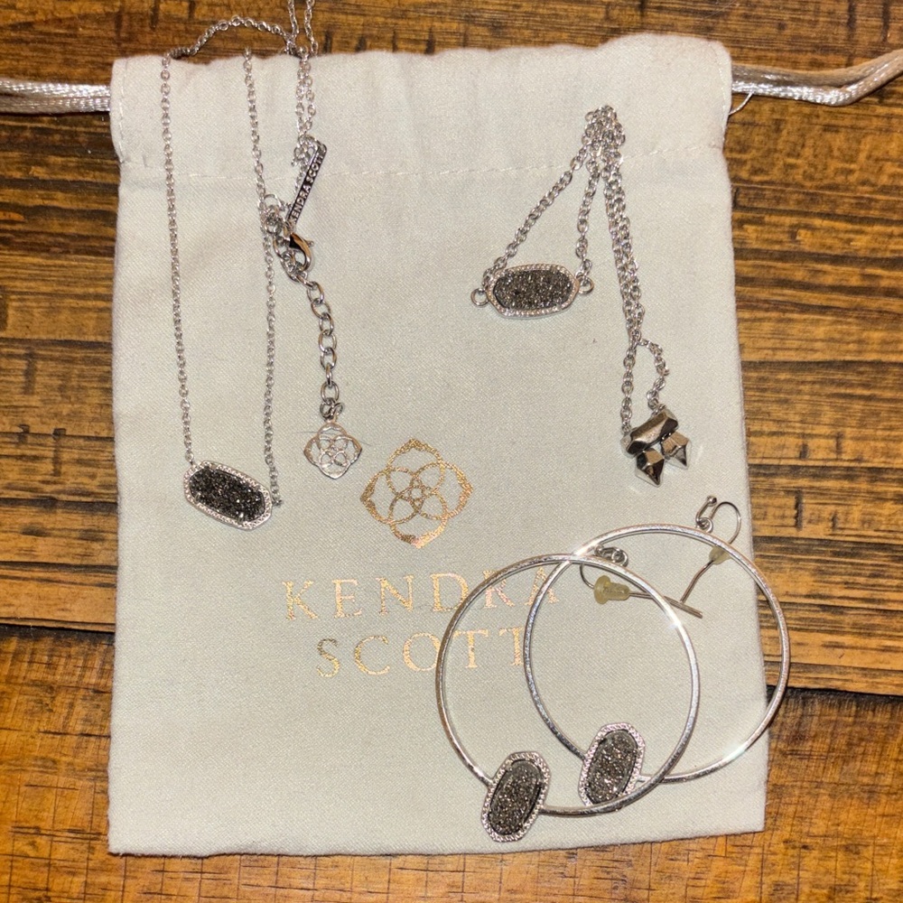Kendra Scott Silver Druzy Necklace and Bracelet ONLY